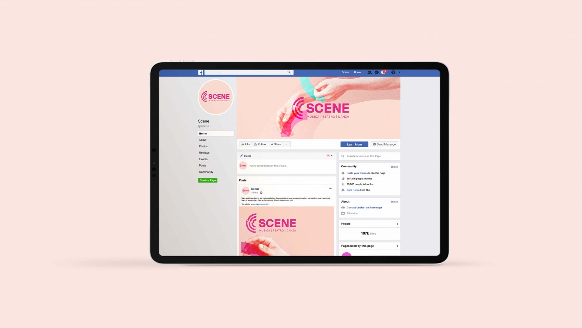 pagina facebook della rassegna scene a torino